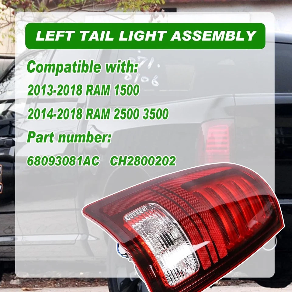 LED Tail Lights for 2013-2018 Ram 1500 & 2014-2018 Ram 2500/3500 - Red Lens - Imagem 4 de 4