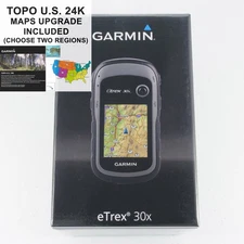 Garmin eTrex 30x GPS w/ Maps Upgrade TOPO U.S. 24K Choose Two Regions!