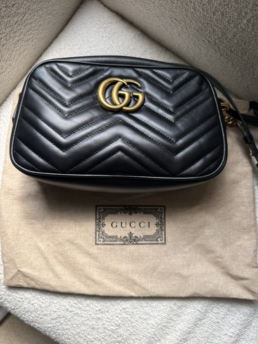 Gucci GG Marmont quilted black camera crossbody / shoulder bag