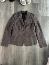 Ann Taylor Women's Brown Wool Blend Blazer Jacket Size 6 Notch Lapel Tailored