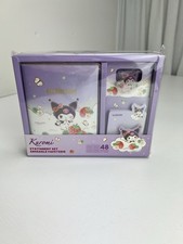 New Sanrio Kuromi Stationery Set 48 Sheets Paper Clip Sticky Notes Strawberry