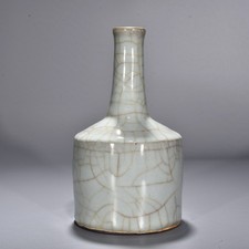 8" China song official kiln old antique cyan Porcelain Ice crack vases