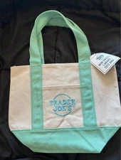 Trader Joe's Mini Canvas Tote Bag Pastel Green, Limited Edition, Brand New! 