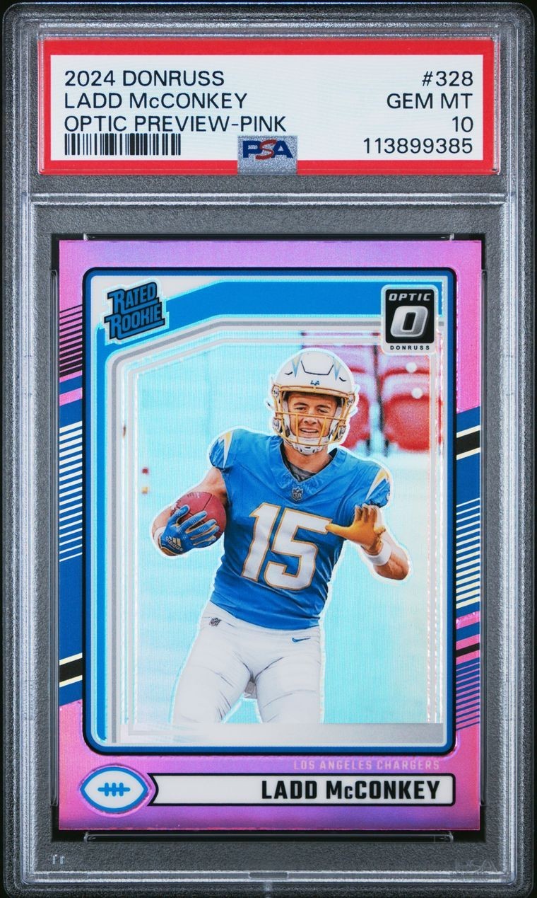 Ladd McConkey Panini Donruss #328 Optic Preview-Pink
