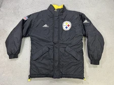 Vintage Apex One Pittsburgh Steelers Jacket Mens Medium Black NFL Football 90s