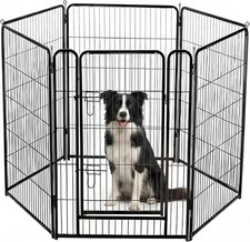 Dog Playpen 40 Inch 6 Panels Indoor Outdoor Metal Pet Fence Foldable Exercise