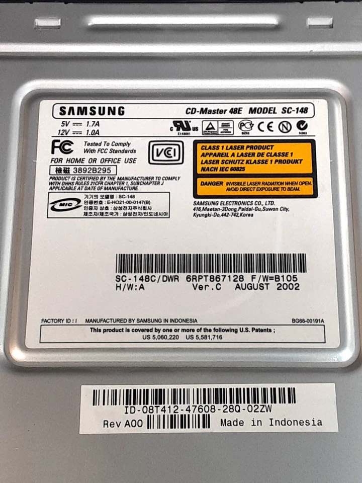 Toshiba Samsung CD-Master 48E Model SC-148 Desktop IDE CD Rom Drive - Image 2 of 4