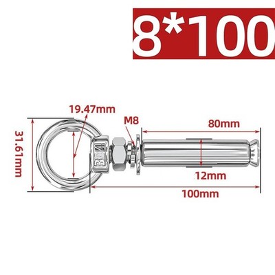 304 SS Spreizschrauben mit integrierten Ringen für Wandmontage 6 mm 8 mm 10 mm