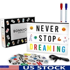 LED Light Up Message Board W/ 220 Letters Emojis Creative Room Decor Gift New