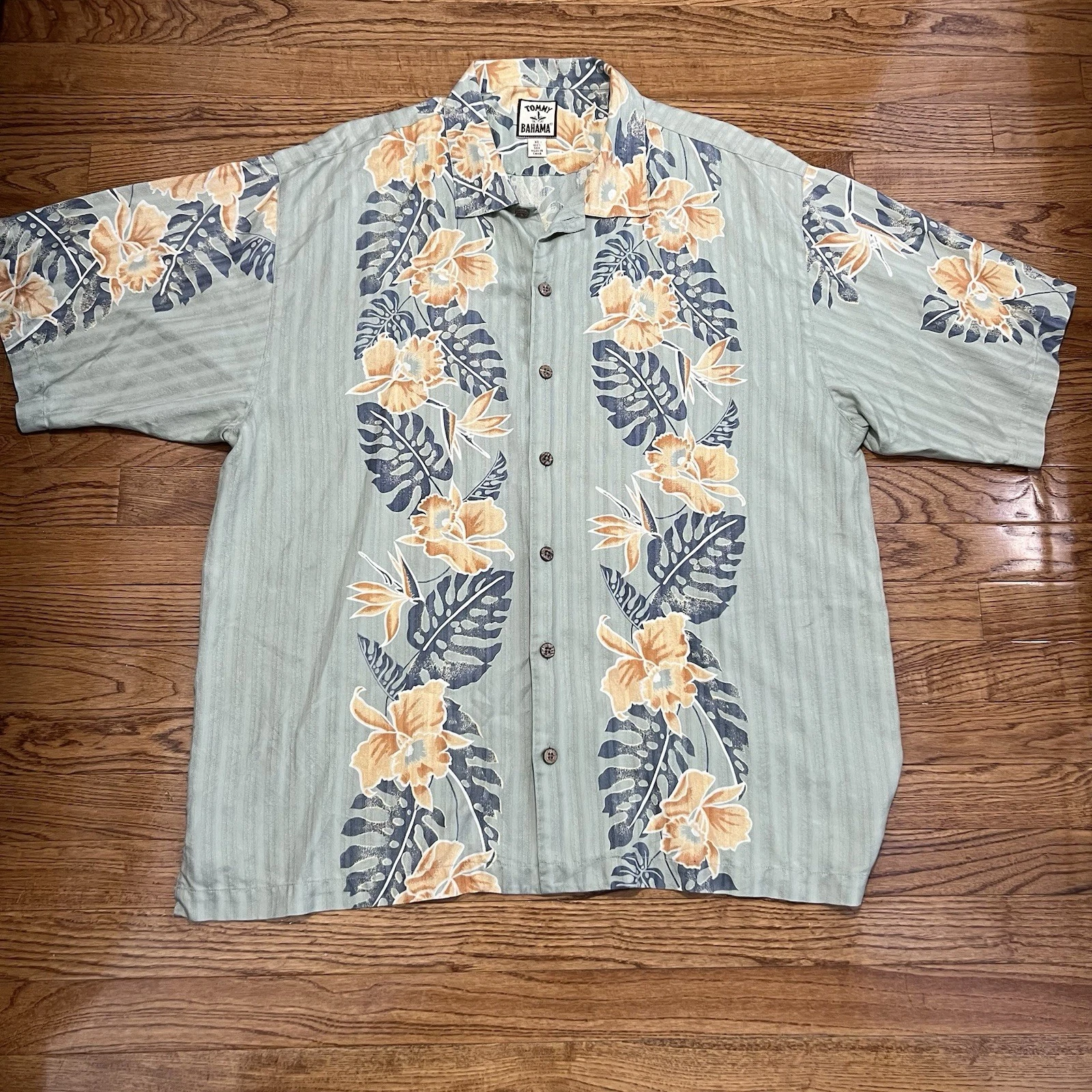 Vintage Tommy Bahama Shirt Mens XL Floral Hawaiian 100% Silk Beach Vacation S/S