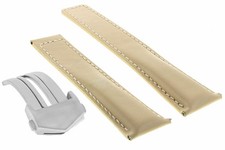 20MM LEATHER WATCH STRAP CLASP FOR TAG HEUER CARRERA CV2013 AQUARACER F1 BEIGE