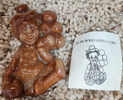 Vtg Mosser Glass 1981 BALLOON CLOWN MAXI Chocolate 3-1/2'' T Figurine w/ Box #4