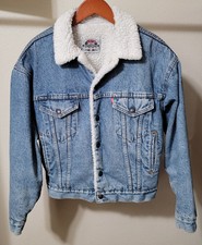 Levis Denim Trucker Jacket VINTAGE Stone Washed Sherpa Lined 70609-4891 USA Sz S