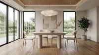 Esszimmer Set Beige Holz Textil Modern Esstisch 4X StüHle Einfarbig