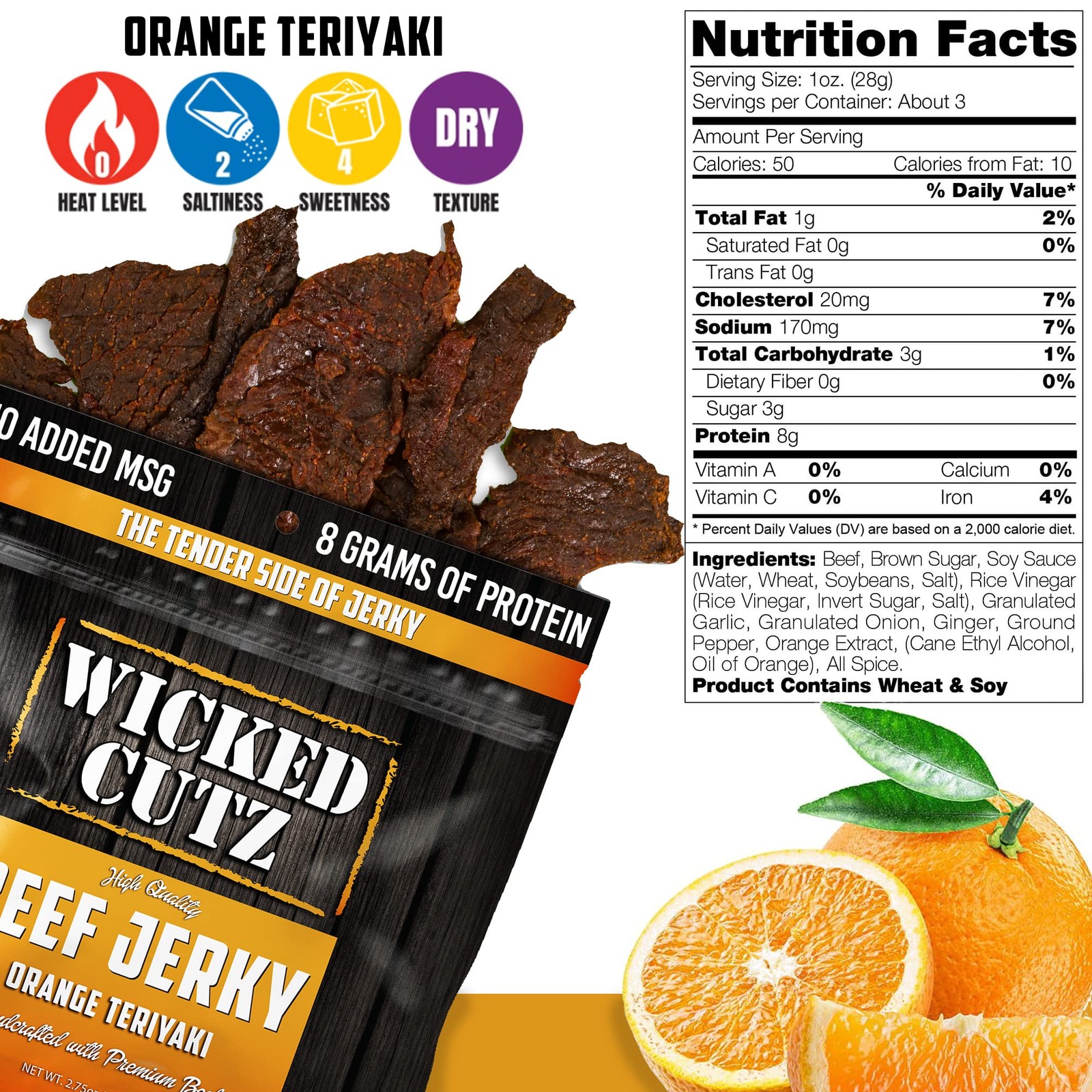 High-Protein Teriyaki Beef Jerky - 24g Protein, Tender, USA-Made Snack (2 Bags)