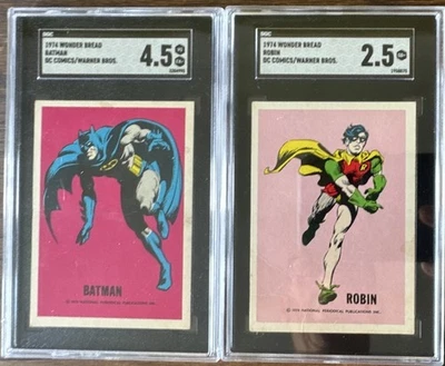 1974 Wonder Bread Bat Wonder Bread Batman 4.5 & Robin 2.5 2-Card Lot - Photo 1/2