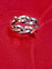 Sterling Silver 925 Infinity Braided Wedding Ring, 12mm Unisex size O, 5.7g