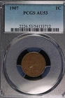 Indian Head Cent. 1907 PCGS AU53. Lot # 9064-476-712