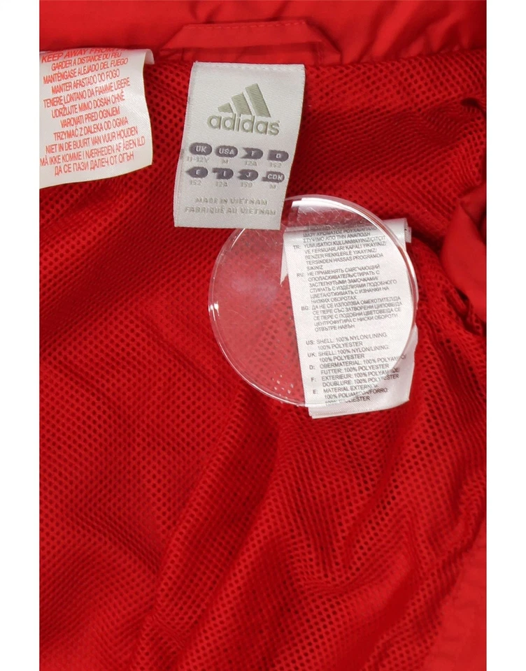 Adidas Jungen Regenjacke mit Kapuze 11-12 Jahre rot Nylon AH01 - Bild 3 von 3