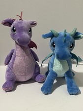 Aurora - Sparkle Tales - 12" Larkspur Dragon and Blue Dragon Plush Toy Bundle