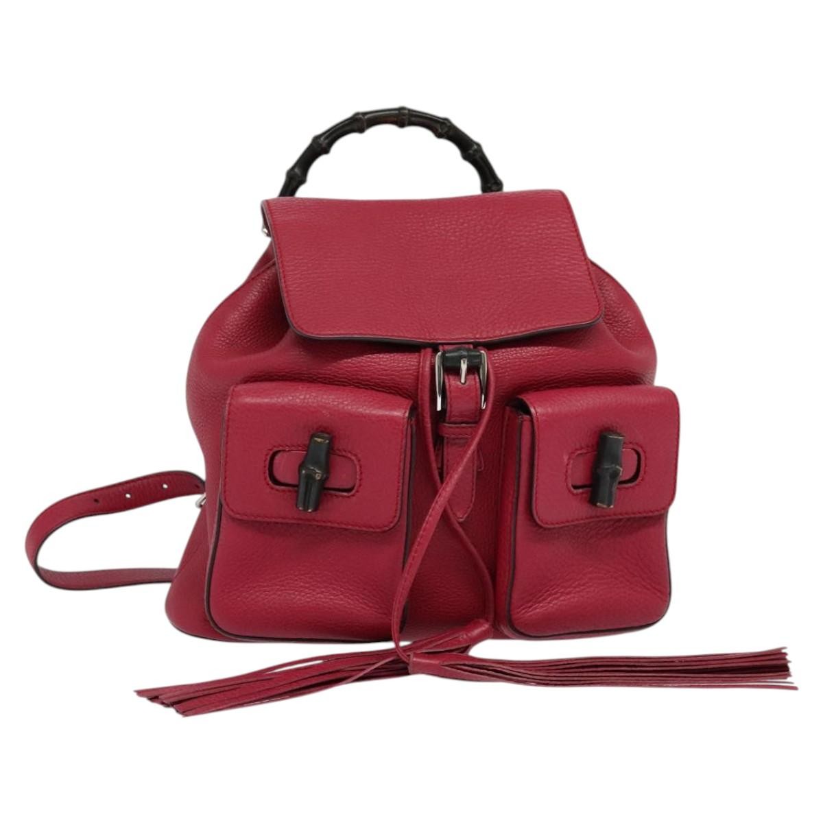 Gucci Bamboo Tassel Backpack Leather Pink Leather Backpack  display picture 2