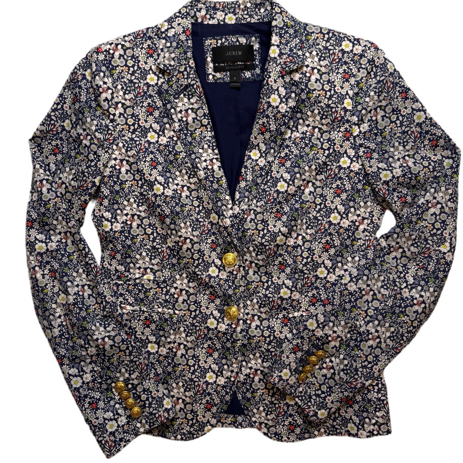 J Crew Liberty Floral Fabric Schoolboy Blazer Size 0