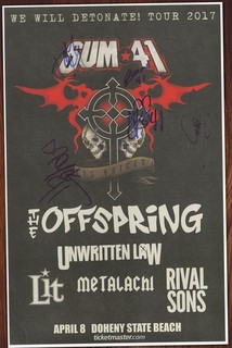 Sum 41 autographed gig poster Frank Zummo Dave Baksh Deryck Whibley Cone