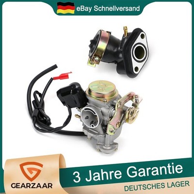 Vergaser 18mm mit E-Choke und Ansaugstutzen komplett für 50ccm Roller 4T AC Jogt