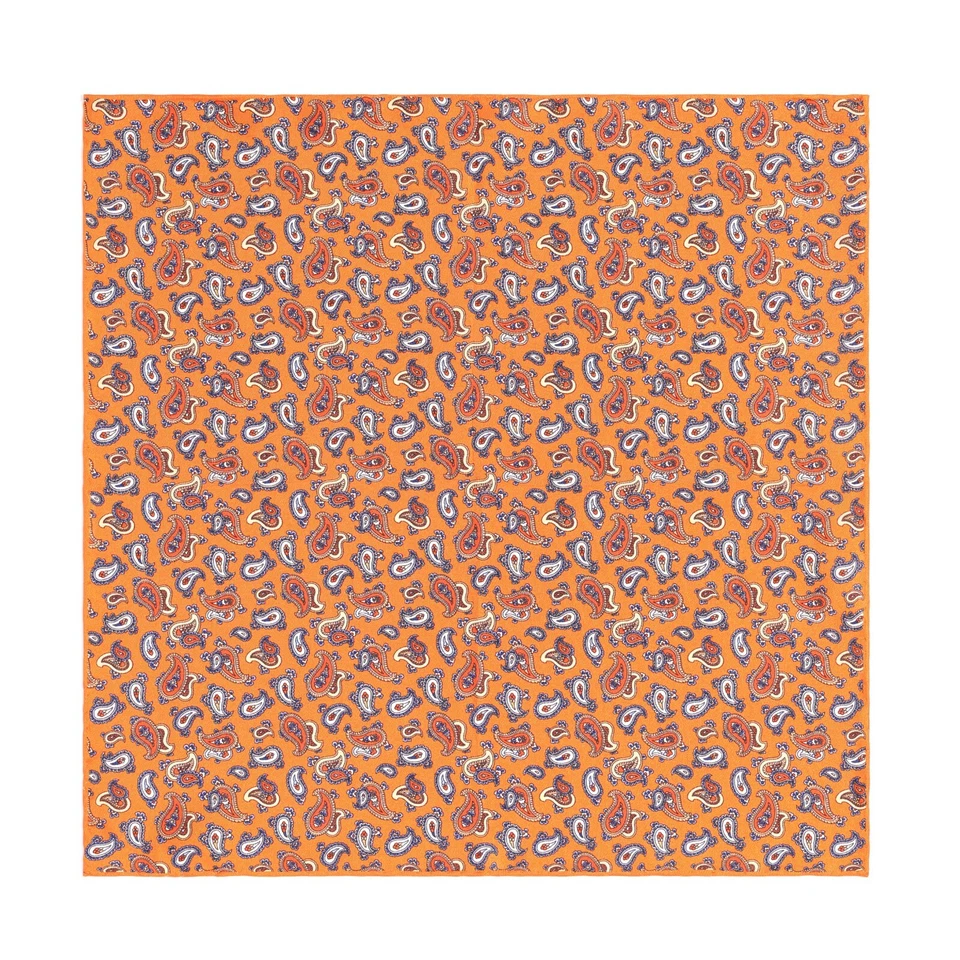 Cuadrado de bolsillo 100 % sarga de seda naranja pequeño cachemir enrollado a mano 11,8" 30 cm para hombre Foto 2 de 4
