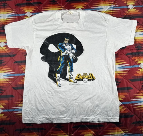 Vintage 80's Marvel The Punisher Movie Comic Book T Shirt Large Screen Stars