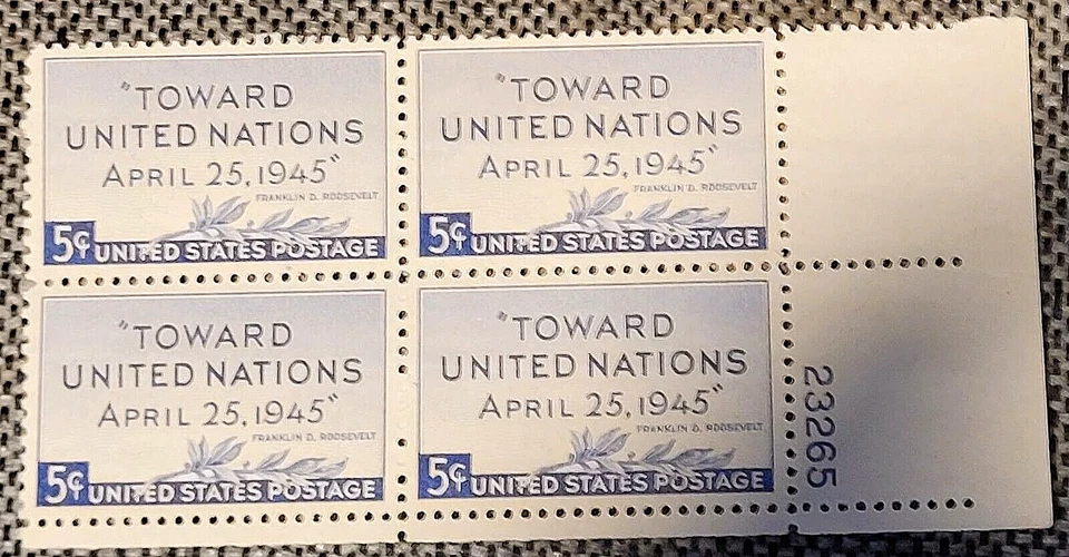 SCOTT#928 5¢ United Nations Peace Conference-BLOCK OF 4-MNH/OG-F/VF-1945-ULTRAMA - Image 3 of 3