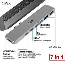7 in 1 USB-C Type C HD Output 4K HDMI USB 3.0 Adapter HUB For MacBook Pro Cirex