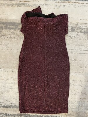 NEW SHEIN Sleevless Glitter Bodycon Wine Burgundy Dress XS | eBay