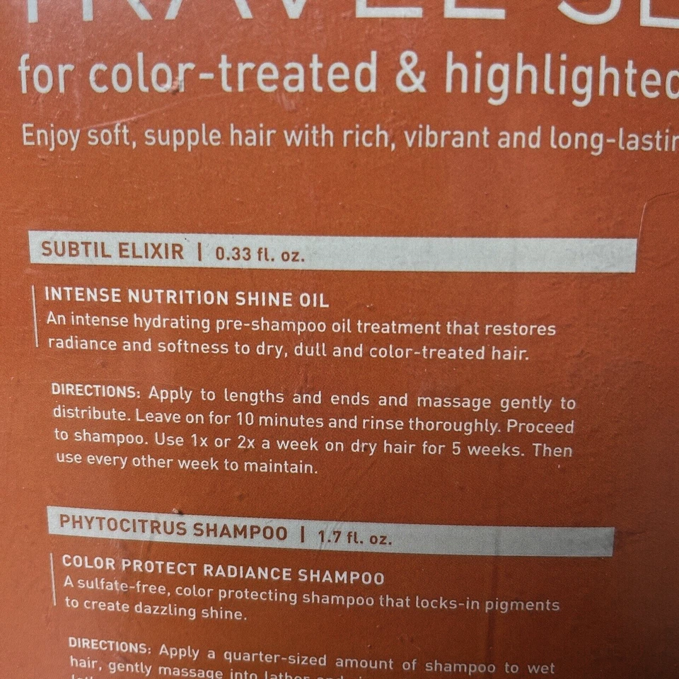 Phyto Paris Color Protect Travel Size Set Subtil Elixir Oil Citrus Shampoo Mask - Image 3 of 4
