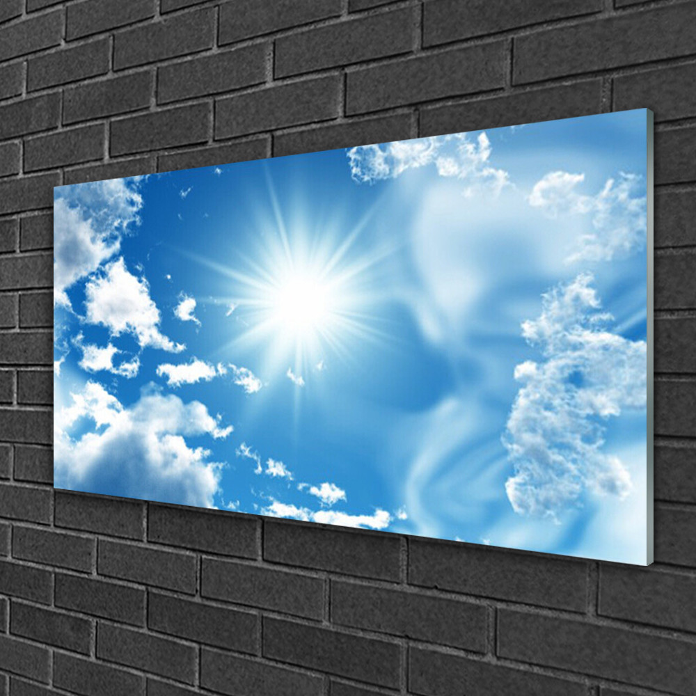 Tableau sur verre panoramique 100x50 avec impression HD paysage de soleil eclatant