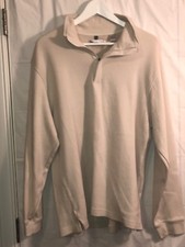 Geoffrey Beene Mens Sweater Large Quarter Zip Cream 100 Cotton 