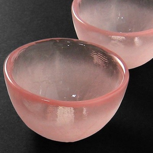 Japanese glass Sake cup set Guinomi Tokkuri beautiful pink clolor from japan - Picture 2 of 3