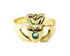 14K Yellow Gold Irish Claddagh Heart  Crown Ring  2.3g