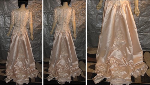 L’AMOUR fairy tale princess bride beaded satin wedding gown pastel peach Petite - Picture 19 of 24