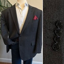 STAFFORD BLAZER SIZE 52R SPORT COAT GRAY MERINO WOOL BIG SUIT JACKET