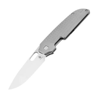 Kizer Varatas Folding Knife Gray Titanium Handle S35VN Drop Point Plain Ki3637A1