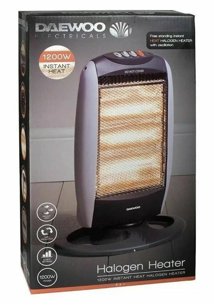 Halogenheizung elektrisch 3 Bar 1200 W tragbar große oszillierende Basis  Home Office | eBay