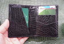 DOUBLE SIDE Genuine Crocodile Leather Credit Card Holder Leather Skin Black