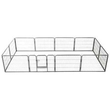 NNEVL Dog Playpen 12 Panels Steel 80x60 cm Black
