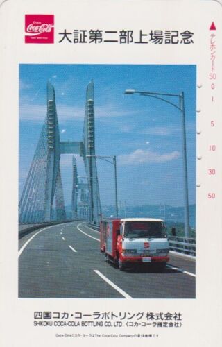 Télécarte JAPON - COCA COLA  CAMION sur PONT - TRUCK JAPAN phonecard - LKW TK - Afbeelding 1 van 1