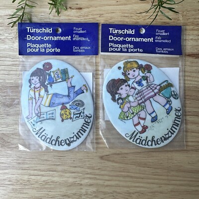 VTG Steinbock Door Ornament Enamel Handmade Austria Wall Decor Lot Of 2 Europe