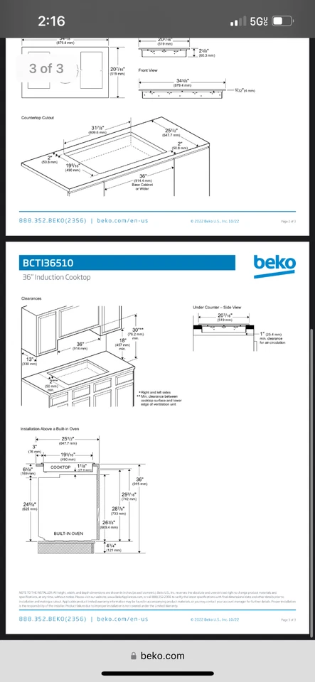 Beko BCTI36510 36" Placa de Inducción con 5 Quemadores Vidrio Negro Foto 3 de 4