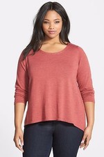 Eileen Fisher Merino Jersey Knit Chutney Scoop Neck Sweater Tunic Top 1X 2X