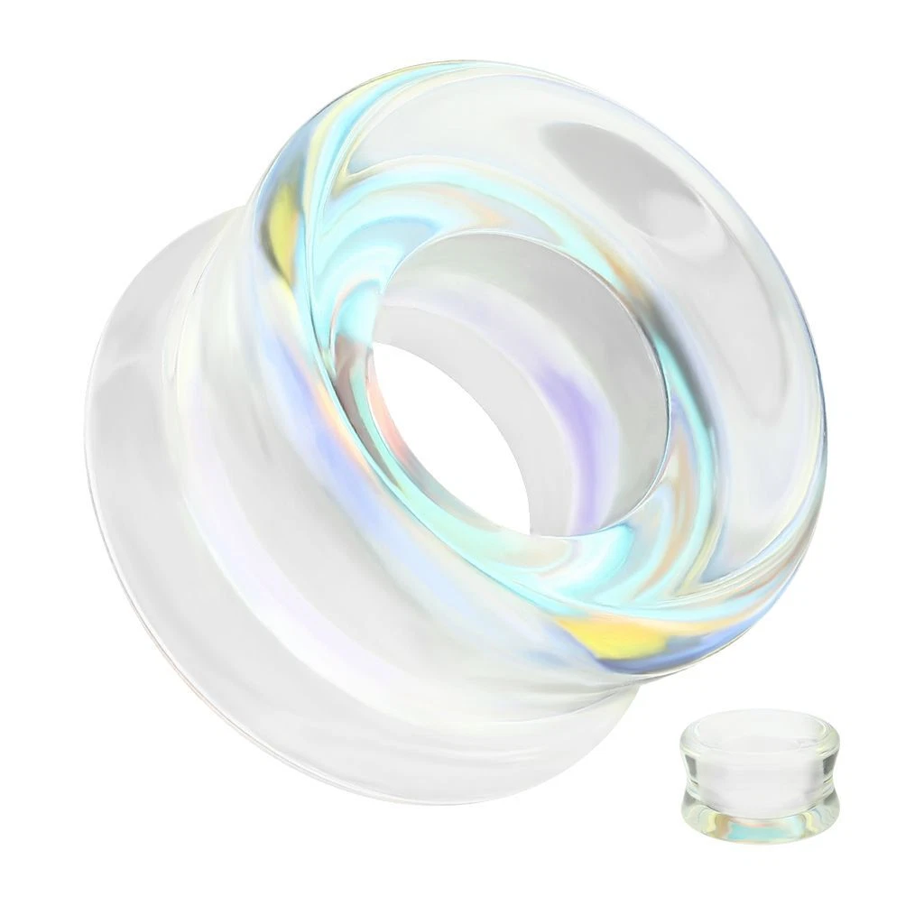 Aurora Borealis Glass Ear Tunnel
