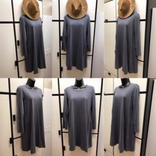 nest Robe A-Line Dress Jewel Neck Cotton Steel Gray Long Sleeve